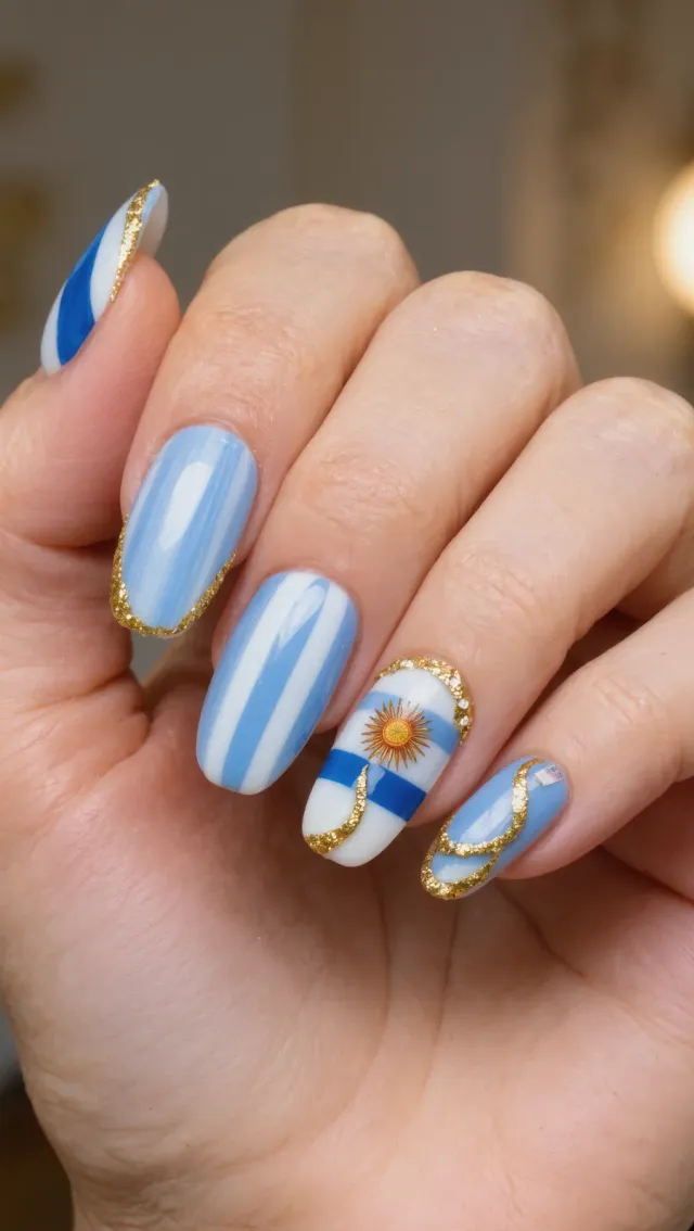 Diseño de referencia: nail art con bandera argentina